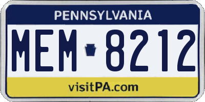 PA license plate MEM8212