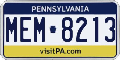 PA license plate MEM8213