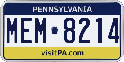 PA license plate MEM8214