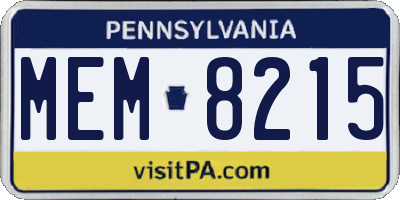 PA license plate MEM8215