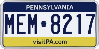 PA license plate MEM8217