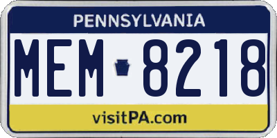 PA license plate MEM8218