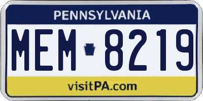 PA license plate MEM8219
