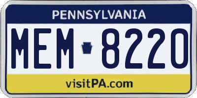 PA license plate MEM8220