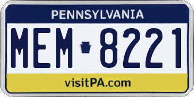 PA license plate MEM8221