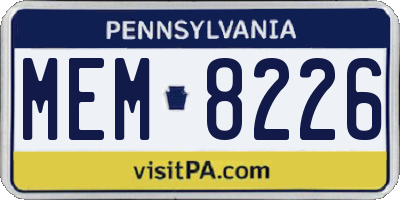 PA license plate MEM8226