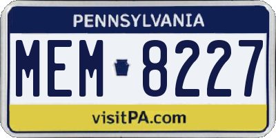 PA license plate MEM8227