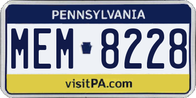 PA license plate MEM8228