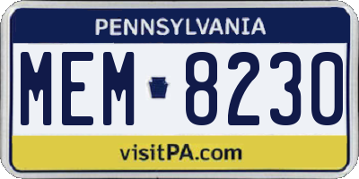 PA license plate MEM8230