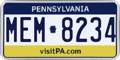PA license plate MEM8234