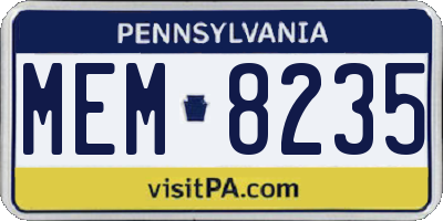 PA license plate MEM8235