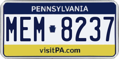 PA license plate MEM8237