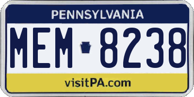 PA license plate MEM8238
