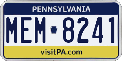 PA license plate MEM8241
