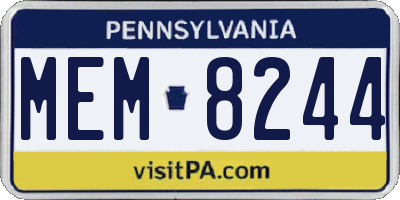 PA license plate MEM8244