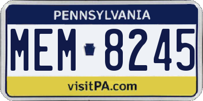 PA license plate MEM8245