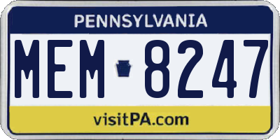 PA license plate MEM8247