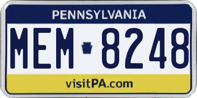 PA license plate MEM8248