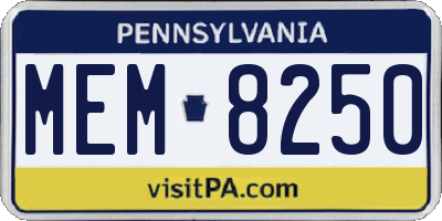 PA license plate MEM8250