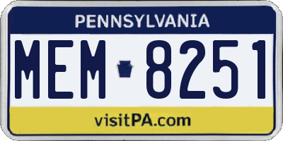PA license plate MEM8251