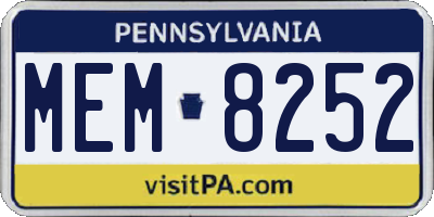 PA license plate MEM8252