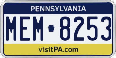 PA license plate MEM8253