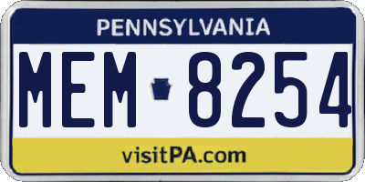 PA license plate MEM8254