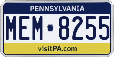 PA license plate MEM8255