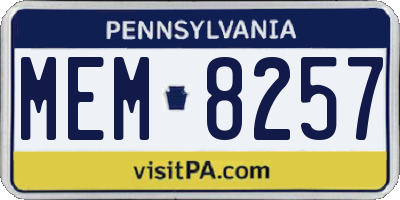 PA license plate MEM8257