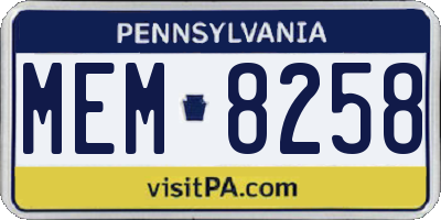 PA license plate MEM8258