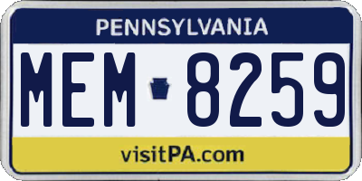 PA license plate MEM8259