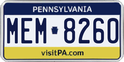 PA license plate MEM8260
