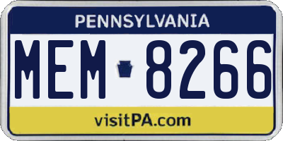 PA license plate MEM8266