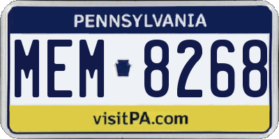 PA license plate MEM8268