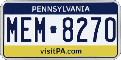 PA license plate MEM8270