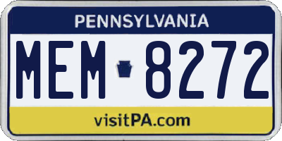 PA license plate MEM8272