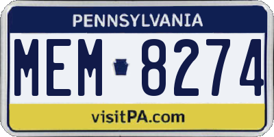 PA license plate MEM8274