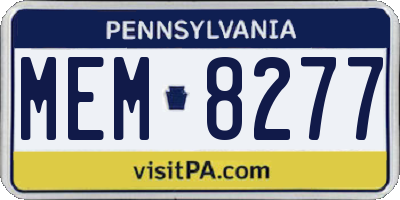 PA license plate MEM8277