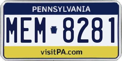 PA license plate MEM8281