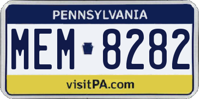 PA license plate MEM8282