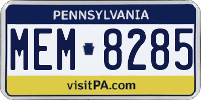 PA license plate MEM8285
