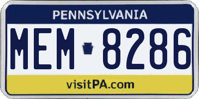 PA license plate MEM8286