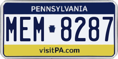 PA license plate MEM8287