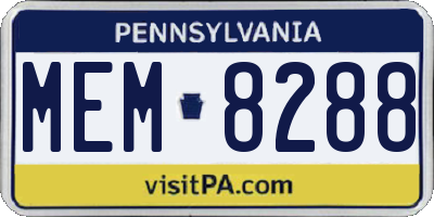 PA license plate MEM8288