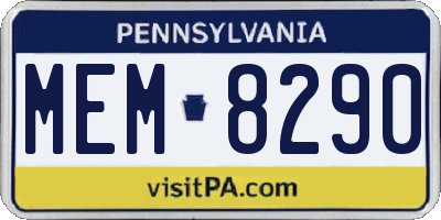 PA license plate MEM8290
