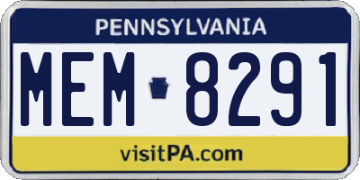 PA license plate MEM8291
