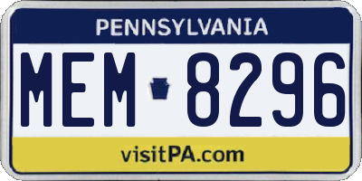 PA license plate MEM8296