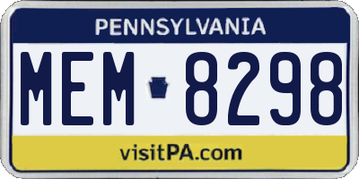 PA license plate MEM8298