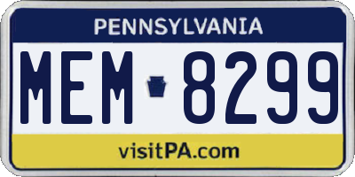 PA license plate MEM8299