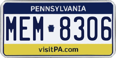PA license plate MEM8306
